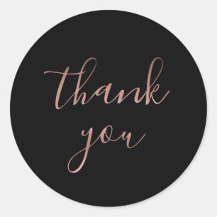 Elegant Rose Gold Thank You Wedding Round Sticker