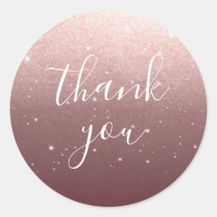 Elegant Rose Gold Thank You Wedding Round Sticker