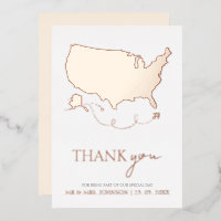 Elegant Rose Gold Travel Wedding Thank You