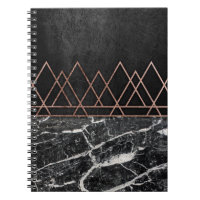 Elegant Rose Gold Triangles & Black & White Marble