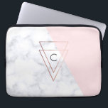 elegant rose gold triangles white marble pink laptop sleeve<br><div class="desc">Modern geometric design featuring faux white marble and pink colour block,  faux rose gold  triangles.</div>