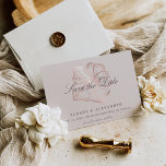 Elegant Rose Gold Tropical Hibiscus Flower Wedding Save The Date<br><div class="desc">Notify guests of your upcoming destination, beach, or tropical island wedding with these beautiful summer floral save the date cards featuring a faux rose gold foil hibiscus flower illustration on a soft pastel blush pink background. Elegant gray script and block lettering displays your wedding details (names, wedding date, and location);...</div>
