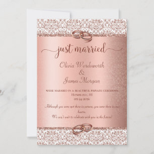 Elegant Rose Gold Typography Wedding Elopement Announcement
