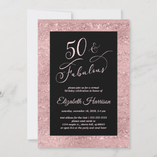 Elegant Rose Gold Virtual 50th Birthday Party Invitation