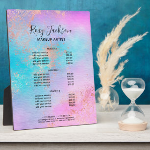 Elegant rose gold watercolor makeup services plaque