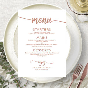 Elegant Rose Gold  Wedding Menu Card
