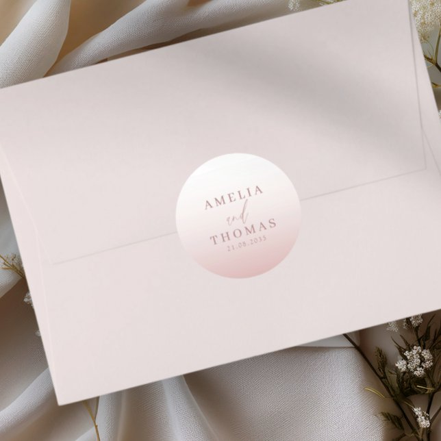 Elegant Rose Gold Wedding Monogram  Classic Round Sticker (Creator Uploaded)