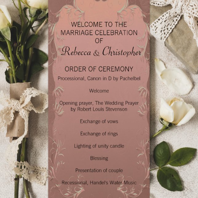 Elegant Rose Gold Wedding Program Programme (Creator Uploaded)