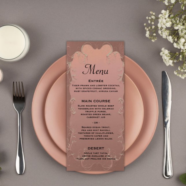 Elegant Rose Gold Wedding Reception Menu (Creator Uploaded)