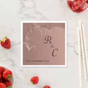 Elegant Rose Gold Wedding Reception Napkin