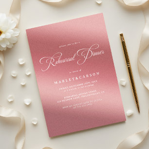 Elegant Rose Gold Wedding Rehearsal Dinner Invitation