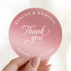 Elegant Rose Gold Wedding Thank You Favor Classic Round Sticker