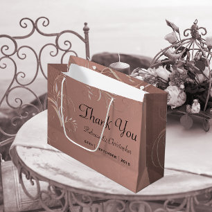 Elegant Rose Gold Wedding Thank You Large Gift Bag