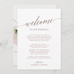 Elegant Rose Gold Welcome Letter Itinerary & Map