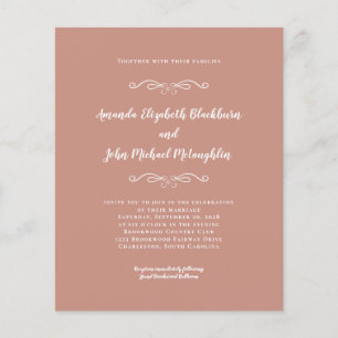 Elegant Rose Gold White Budget Wedding Invitation