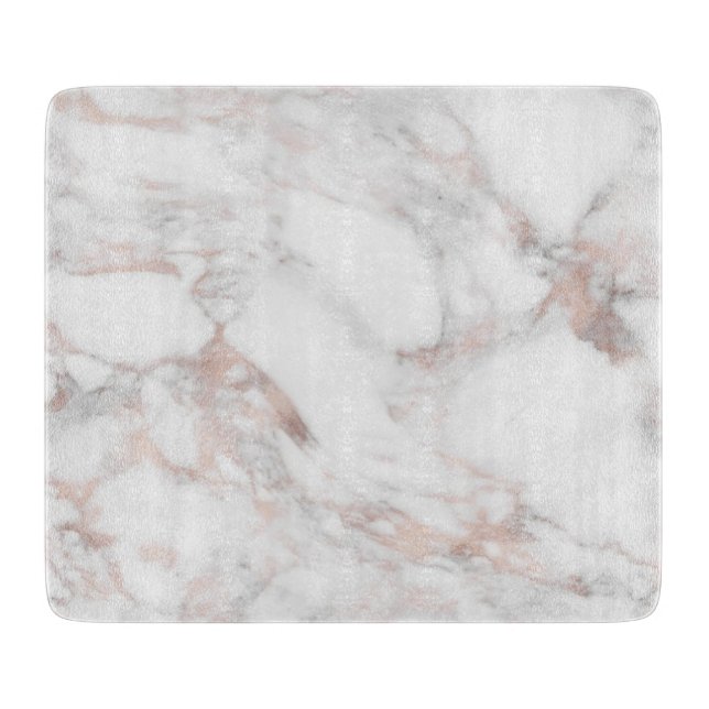Elegant Rose Gold White Marble Template Trendy Cutting Board (Front)
