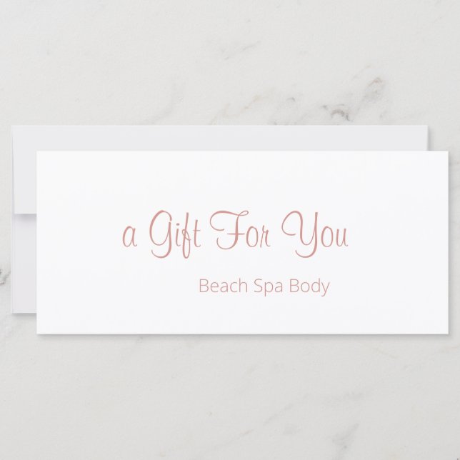 Elegant Rose Gold White Spa Salon Gift Certificate (Front)