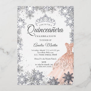Elegant Rose Gold Winter Snowflake Quinceanera