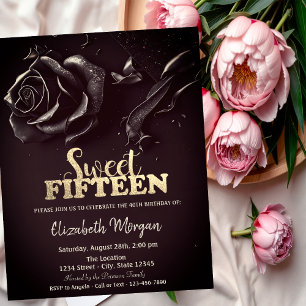 Elegant Rose Gothic Burgundy 15th Birthday  Invitation
