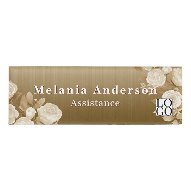 Elegant Rose Gradient Shine Brown  Name Tag (Front)