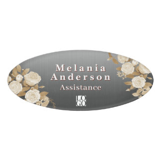 Elegant Rose Gradient Shine Grey Name Tag