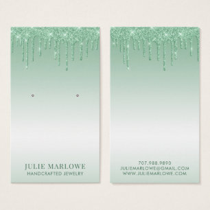 Elegant Rose Green Glitter Drips Metallic Earring
