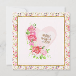 Elegant Rose Heart Happy Mother’s Day Card