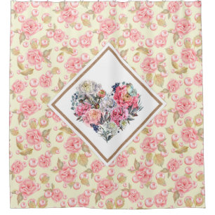 Elegant Rose Heart Shower Curtain