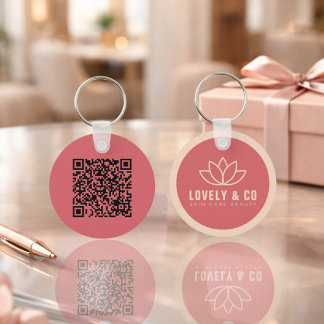 Elegant Rose & Ivory Salon Business Promotional  Key Ring