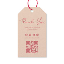 Elegant Rose & Ivory Thank You Label Hang Tag