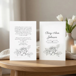 Elegant Rose Memorial Thank You Card
