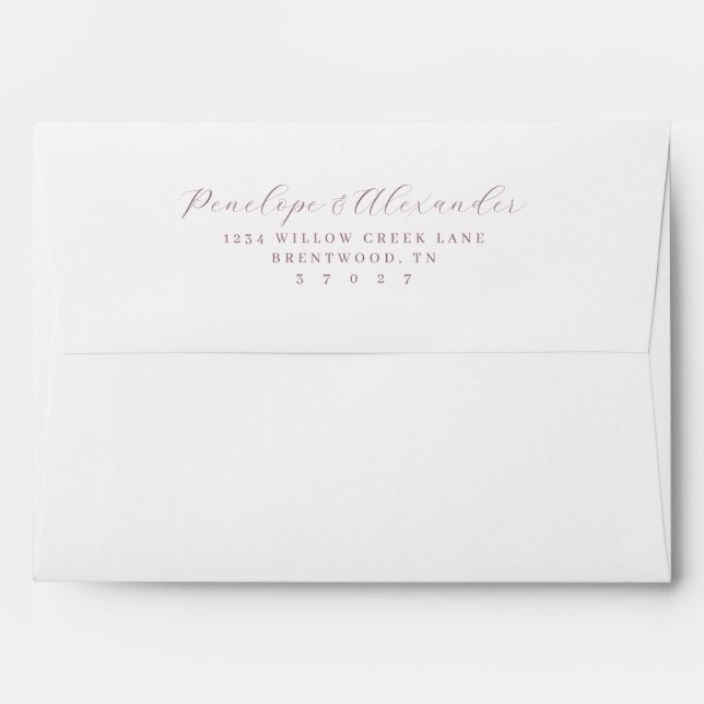 Elegant Rose Minimalist Calligraphy Envelope (Back (Top Flap))