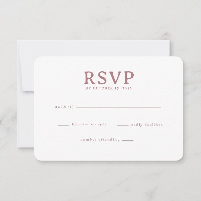 Elegant Rose Minimalist RSVP Card (Front)