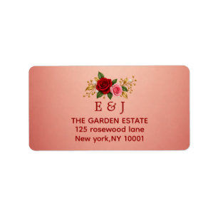 Elegant Rose Monogram Wedding Return Address Label
