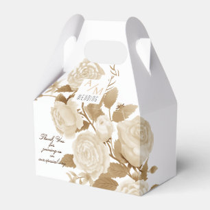 Elegant Rose Monogram White Favour Box