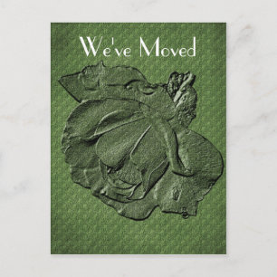 Elegant Rose New Address Floral Art Announcement Postcard