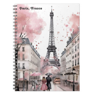 Elegant Rose Paris France Romantic Eiffel Tower Notebook