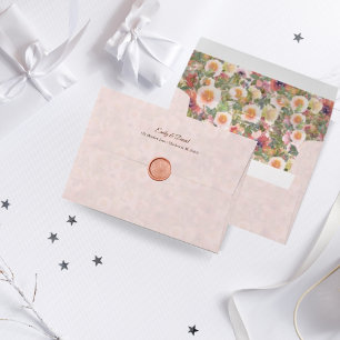 Elegant Rose Pattern Blush Pink Wedding Envelope