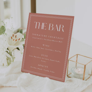 Elegant Rose Pink Bold Typography Wedding Bar Menu Pedestal Sign