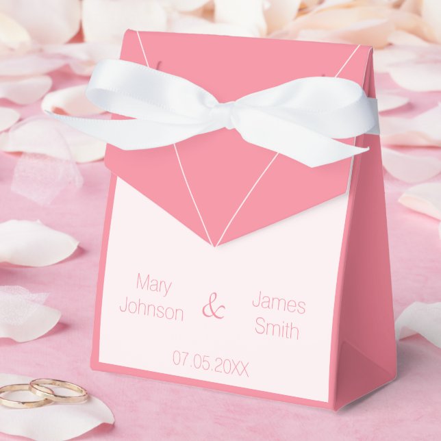 Elegant Rose Pink Bride & Groom Monogram Wedding Favour Box (Wedding)