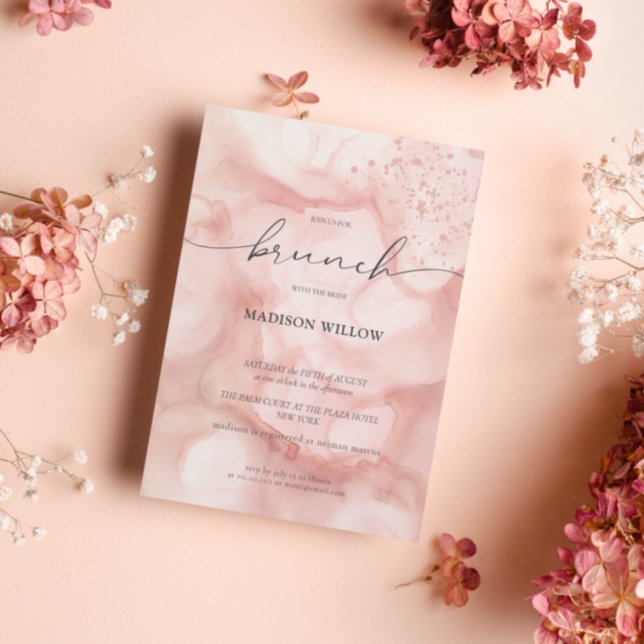 Elegant Rosé Pink Brunch Bridal Shower Invitation (Creator Uploaded)
