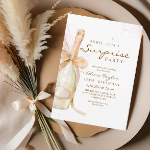 Elegant Rose Pink Champagne Birthday theme Invitation