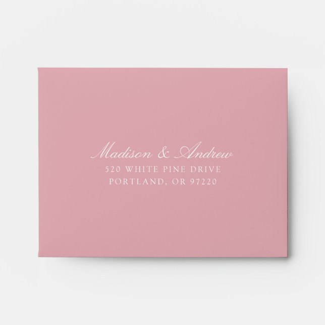 Elegant Rose Pink Chinoiserie Floral Wedding RSVP Envelope (Front)