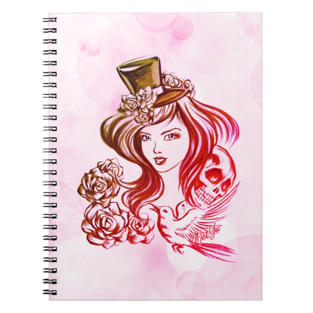 Elegant Rose Pink Coffee Hand Painted Art Notebook (Front)
