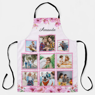 Elegant Rose Pink Flower   Family Photo Collage Apron
