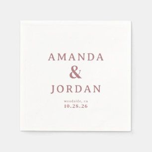 Elegant Rose Pink Minimalist Wedding Invitation Napkin