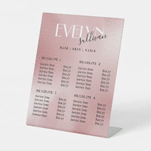 elegant rose pink price list pedestal sign