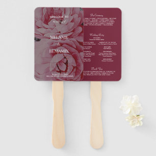 Elegant Rose Pink Romantic Floral Wedding Program Hand Fan