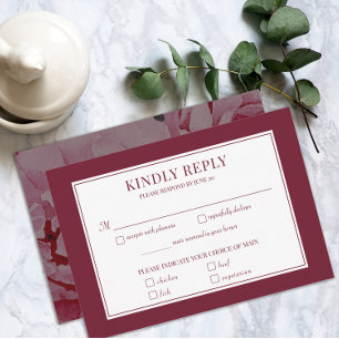 Elegant Rose Pink Romantic Wedding Meal RSVP Card