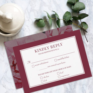 Elegant Rose Pink Romantic Wedding Meal RSVP Card